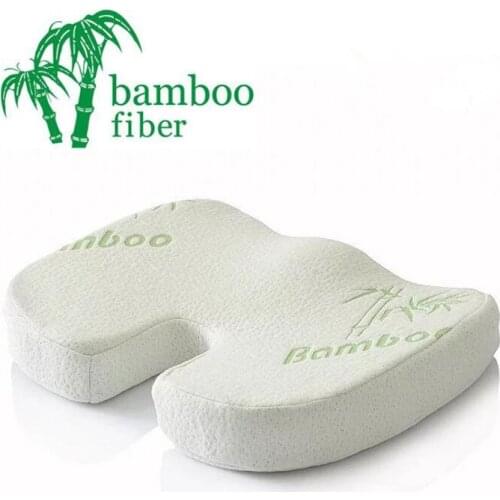 Memory Foam Seat Support Cushions: Office Desk Chair, Wheelchair & Car - Bamboo Sitting Cushion to Relieve Coccyx