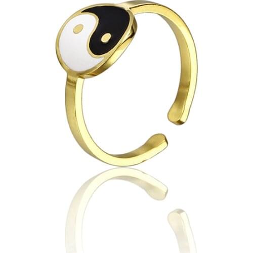 RIR Ancient Chinese Philosophy Symbol Yin And Yang Can Adjust The Ring Taoist Zen Soul Jewelry Balance Yoga Ring Special Gift
