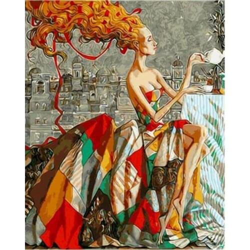 Figure Oil Painting By Numbers beautiful Long hair woman HandPainted Kits Drawing Canvas DIY Pictures Home Decoration Gift