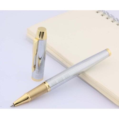 NEW Metal Pen Office Gift Silver Line Classic Golden Barrel Rollerball Pen