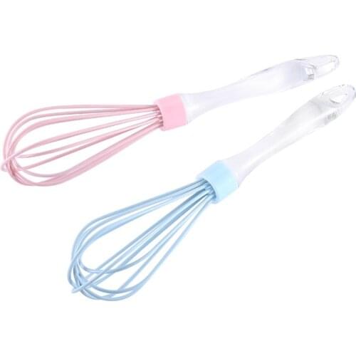 Hand-held Color Plastic Silicone Eggbeater Kitchen Baking Tools Manual Mixer Whisk