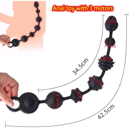 Anal Sex Toys with 3 Vibration Motors USB Charging Butt Plugs Silicone Anal Beads Prostate Massager Anal Rectum Stimulator