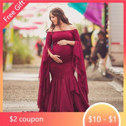 Chiffon Maternity Photography Props Clothes Maternity Dresses For Photo Shoot Long Pregnancy Dress Photography Lace Maxi Vestido