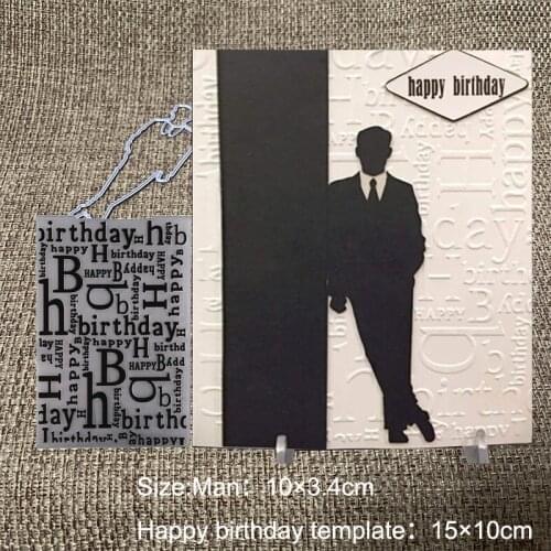 New Design Craft Metal Cutting Dies cut die man and happy birthday Scrapbooking Album DIY Paper Card Craft Embossing Die Cuts