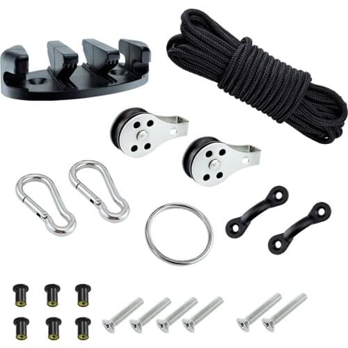 Kayak Canoe Anchor Trolley System w / Pulleys Pad Eye Cleats