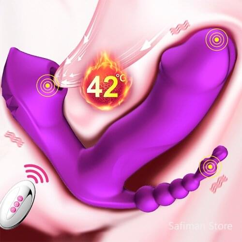 Clitoris Stimulator 3 IN 1 Sucking Vibrator 7 Mode Vibrating Sucker Anal Vagina Wearable Oral Suction Erotic Sex Toys for Women