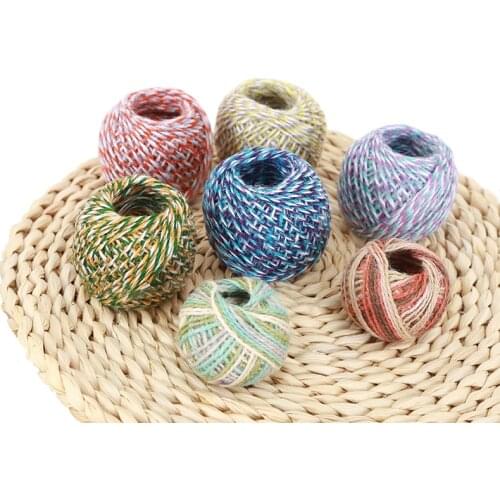 60m/roll 3 Strands Rope Mix-color Hemp Rope DIY Hang Tag Jute Cords Wedding Party Home Fabric Woven Decor Gift Packing String