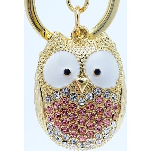 XDPQQ Fashion Rhinestone Painted Owl Keychain Backpack Handbag Charm Memorial Gift Car Accessories Pendant