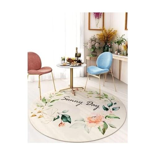 Japanese Style Flower Carpet Round Bedroom Living Room Non-slip Decorative Floor Mat