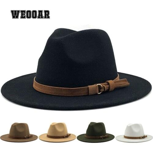 Suede Luxury Fedoras Hats for Women Men Felt Hat 2021 Autumn Winter Cap Big Brim Ladies Church Bone Vintage White Jazz Cap MZ236
