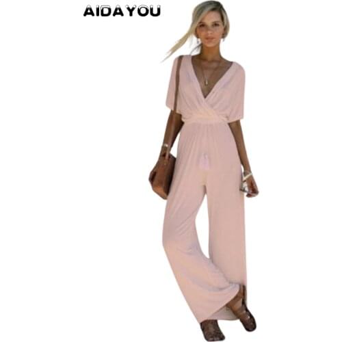 Womens Jumpsuits and rompers summer Casual Vocation V-Neck Playsuit Set for women ouc2464