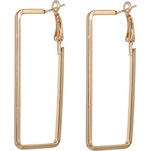 Dreamtop New Hollow Big Rectangle Hoop Earrings For Women Gold Silver Color Simple Trendy Romantic Jewelry Maxi Earing E137