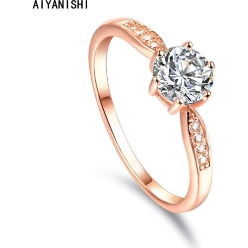 AIYANISHI Fashion 925 Sterling Silver 1carat Wedding Ring Sona Diamond Finger Rings for Women Silver Love Jewelry Gift Anillos