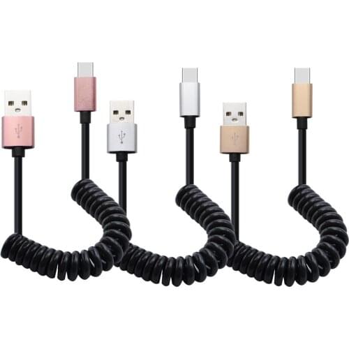 1M Type C Phone Cable Type-C Charger Spring Spiral Coiled Cable Data Sync For Mobile Phone Universal Smart Phone Cables #YL5