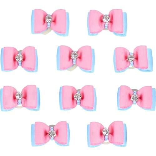 10pcs Dog Bows For Puppy Small Dogs Handmade Bicolor Bowknots Yorkshire Terrier Hair Grooming Accessories Wholesale Support