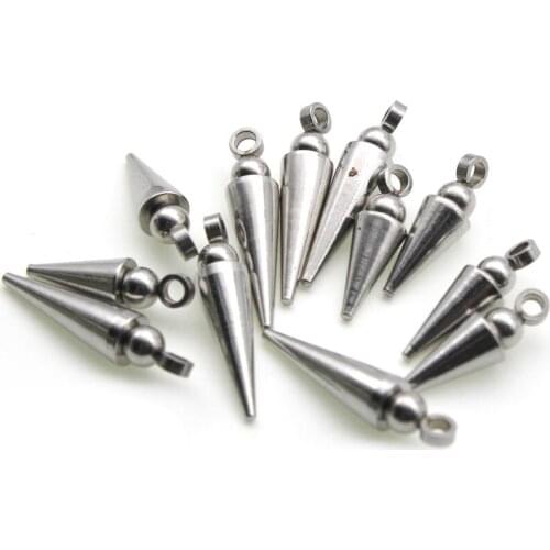 10pcs/lot Stainless Steel Circular Cone Charms for Jewelry Making Bullet Pendants fits Bracelet Necklaces DIY Findings Craft