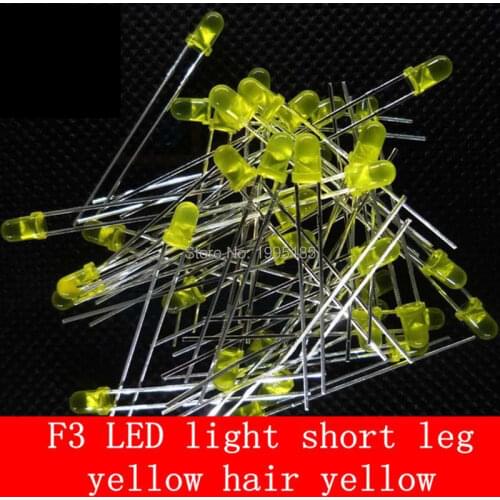 1000PCS / LOT LED lamp beads line, 3MM / F3 yellow hair yellow, super bright short legs, a light emitting diode round, yellow