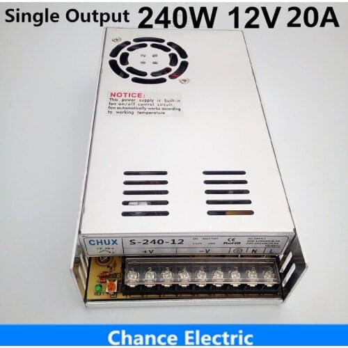 12 Volt With Fans 240W LED Strip 110V 220V AC to DC 18A 240W Switching Power Supply