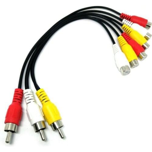 3 RCA Male To 6 RCA Female Plug Splitter 3RCA Adapter Cable Audio TV DVD Video Adapter AV Cable RCA split cable male to 2 female