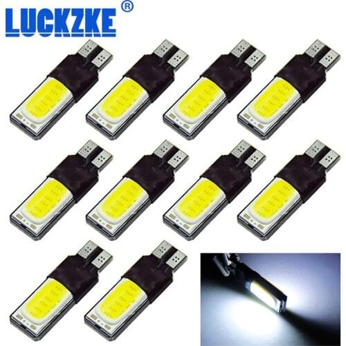 10pcs Car T10 Led W5W COB 194 158 Wedges Auto Lamp Trunk Bulbs Instrument Light Reading Lights Clearance Lamp White DC 12v