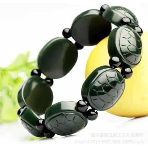 Natural Hetian Jade Tortoise Shell Bracelet Charm Jewellery Fashion Accessories Hand-Carved Man Woman Luck Amulet Gifts for Her