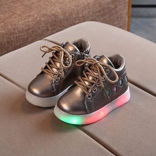 Kids Led Shoes Luminous with Velvet Boots Childrens Shoes Soft Bottom Wear-resistant Kids Sneakers Fashion Light-up Baby Shoes