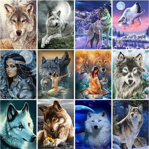DIY 5D Diamond Painting Full Round Square Resin Mosaic Diamond Embroidery Cross Stitch Kits Diamante Wall Art Wild Natural Wolf