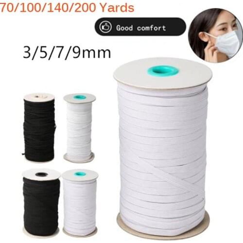 3mm/5mm/7mm 90/100/140/150/200Yards Briaded Elastic Band Stretch String Rope For Sewing Crafts Use Masks/Skirts/Cuffs/Hats/Bags
