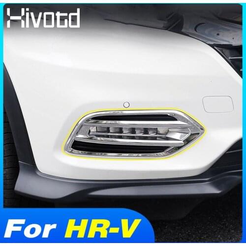Hivotd Front Rear Fog Lights Cover Styling Chrome Eyebrow Lamp Stirp Trim Exterior Accessories Part For Honda HRV HR-V 2015-2021