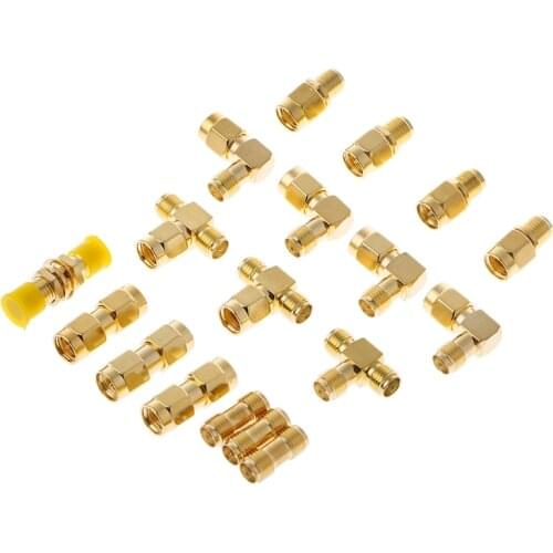 HX6A 18 Pcs/Set Connector Kits Male Female SMA Plug Antenna Converter Coaxial Adapter