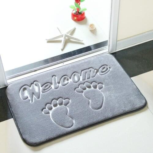 Coral Fleece Memory Foam Bath Mat Footprint Non-slip Bathroom Mat Toilet Rug Water Absorption Door Mat for Bathroom Kitchen
