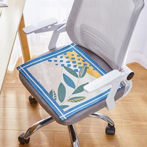 Summer Students Chair Stool Cushion， Cool and Breathable Ice Silk Fiber Cushion Blanket Office Chair Cushion