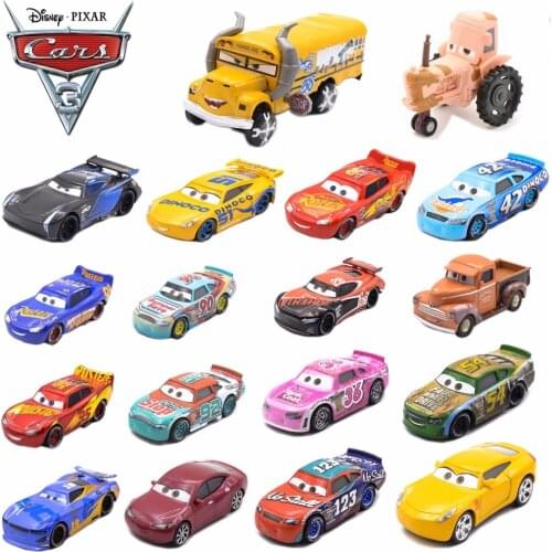 1:55 Disney Pixar Cars 3 Lighting McQueen Metal Car Toy Black Storm Jackson Curz Ramirez Boy Car Toys Christmas Birthday Gift