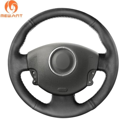 MEWANT Black Artificial Leather Car Steering Wheel Cover for Renault Megane 2 Scenic 2 (Grand Scenic) Kangoo 2 2008 2009-2013