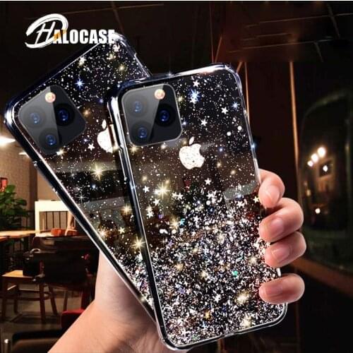 Soft Silicon Transparent Bling Glitter Phone Case For iPhone 12 Mini 11Pro MAX X XS Max XR 7 8 6 6s Plus SE2020 Phone Cover Capa