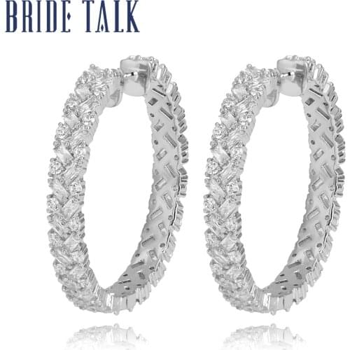 Bride Talk Luxury Trendy Hoop Circle Women Earrings Cubic Zirconia Charming Wedding Jewelry High Quality The Best Gift For Lover