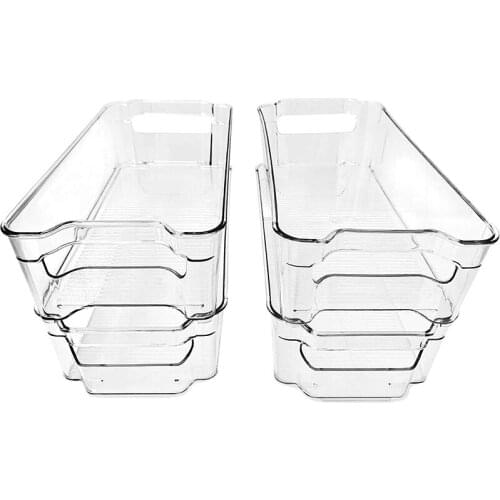 New (4 Pack)Pantry and Refrigerator Organizer Bins for Kitchen and Cabinet Storage,Stackable Food Bins with Handles