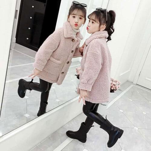 2020 Autumn Winter Baby Girls Clothes Casual Warm Outerwear Pink/Green Color Girls Coats Kids Warm Fur Fur Coat For Age 3-12