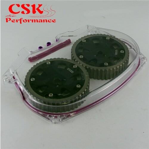 Clear Timing Belt Cover + Cam Pulley Fits For Lancer Evolution 4G63 EVO 4 5 6 7 8 BK/RD