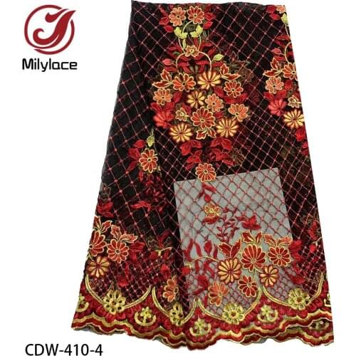 Grid French Lace Fabric 2021 High Quality Embroidery Lace Fabric African Tulle Lace Fabric for Wedding Party CDW-410