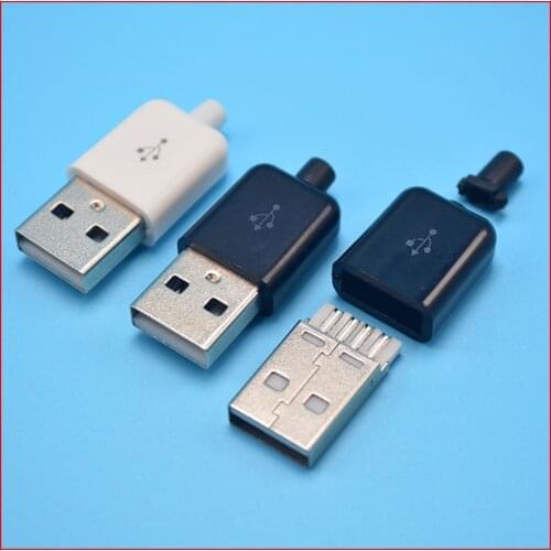 10set 3 in 1 DIY weldable Male USB plug, White and Black color, weldable USB male plug for apple style