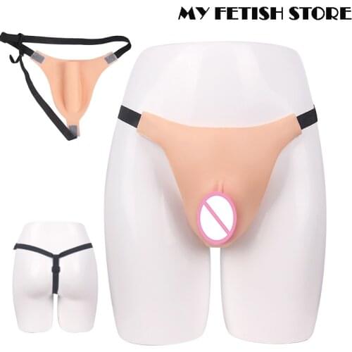 Silicone T-back Panty Realistic Camel toe briefs With Fake Vaginal For Crossdresser Male To Female CD Cosplay Underwear