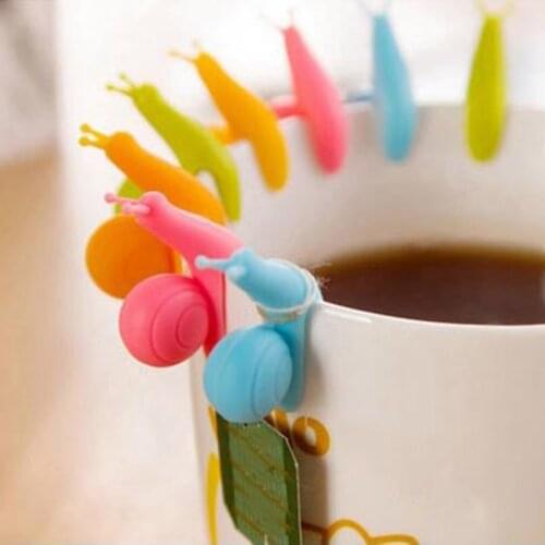 Cute Snail Shape Tea Bag Clip Cup Mug Tea Infusers Strainer Clips Party Decor Random Color Silicone Tea Bag Holder