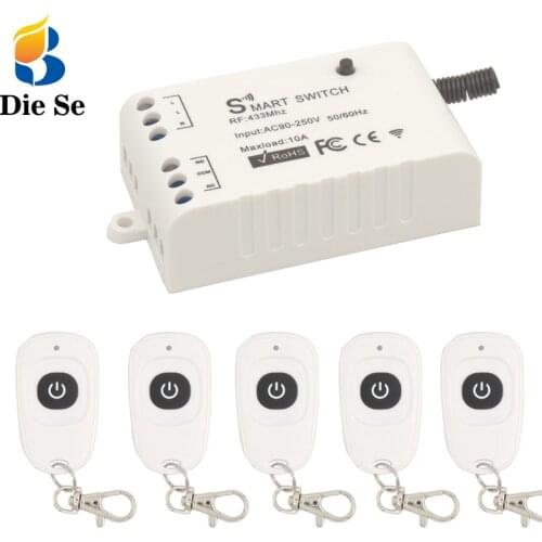 Diese 433Mhz Universal Remote Control AC 110V 220V 10Amp 1CH RF Wireless Relay Receiver and key fob ,for Light/Ventilation