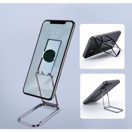 Universal Ultra-thin Adjustable Foldable Phone Holder Car Magnetic Bracket Double Finger Ring Holder Stand Metal Desktop Support