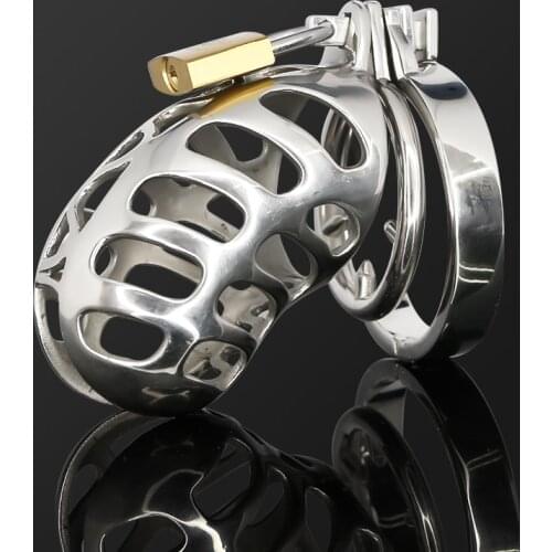 Stop Masturbation Padlock Chastity Device Cock Cage Lock Adult Sex Fetish Metal Penis Ring Lock BDSM Adult Metal Sex Toy for Men