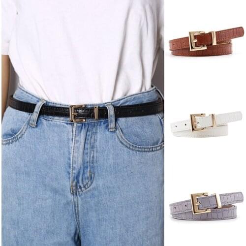 Women Belt Imitation Leather Alloy Pin Buckle Belt New Double Circle Button Belt Leisure Jeans Dress Belt