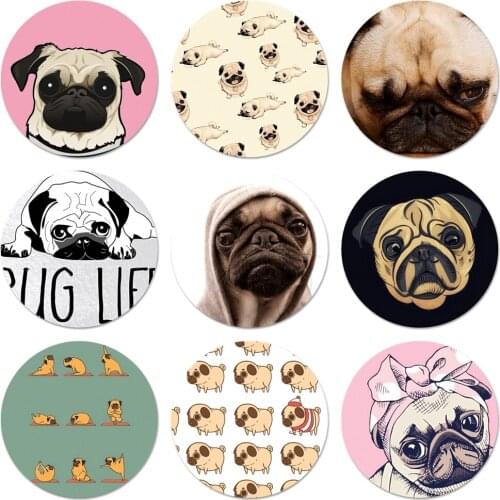 58mm cartoon animal dog pug Icons Pins Badge Decoration Brooches Metal Badges For Clothes Backpack Decoration