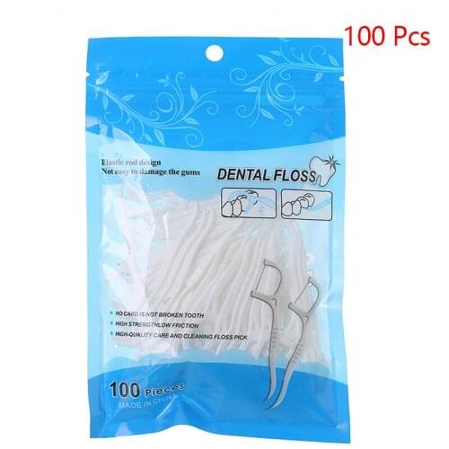 100pcs Dental Floss Flosser Picks Toothpicks Teeth Stick Tooth Cleaning Interdental Brush Oral Hygiene Care