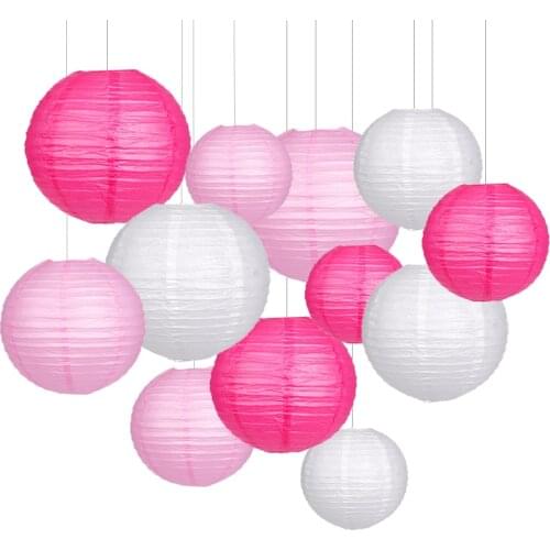 Zilue 12pcs/Set Round Chinese Paper Lanterns Mix Color Assorted Sizes lampion for Wedding Birthday Party Home Hanging Decoration